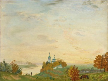 Boris Mikhailovich Kustodiev œuvres - ABOVE THE RIVER AUTUMN Boris Mikhailovich Kustodiev